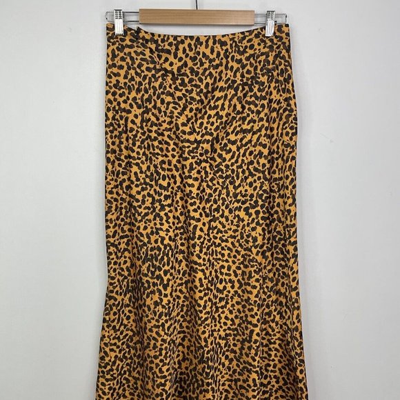 & Other Stories Skirt Size 10 EUR 38 Orange Leopard Print Satin Midi - Picture 5 of 10